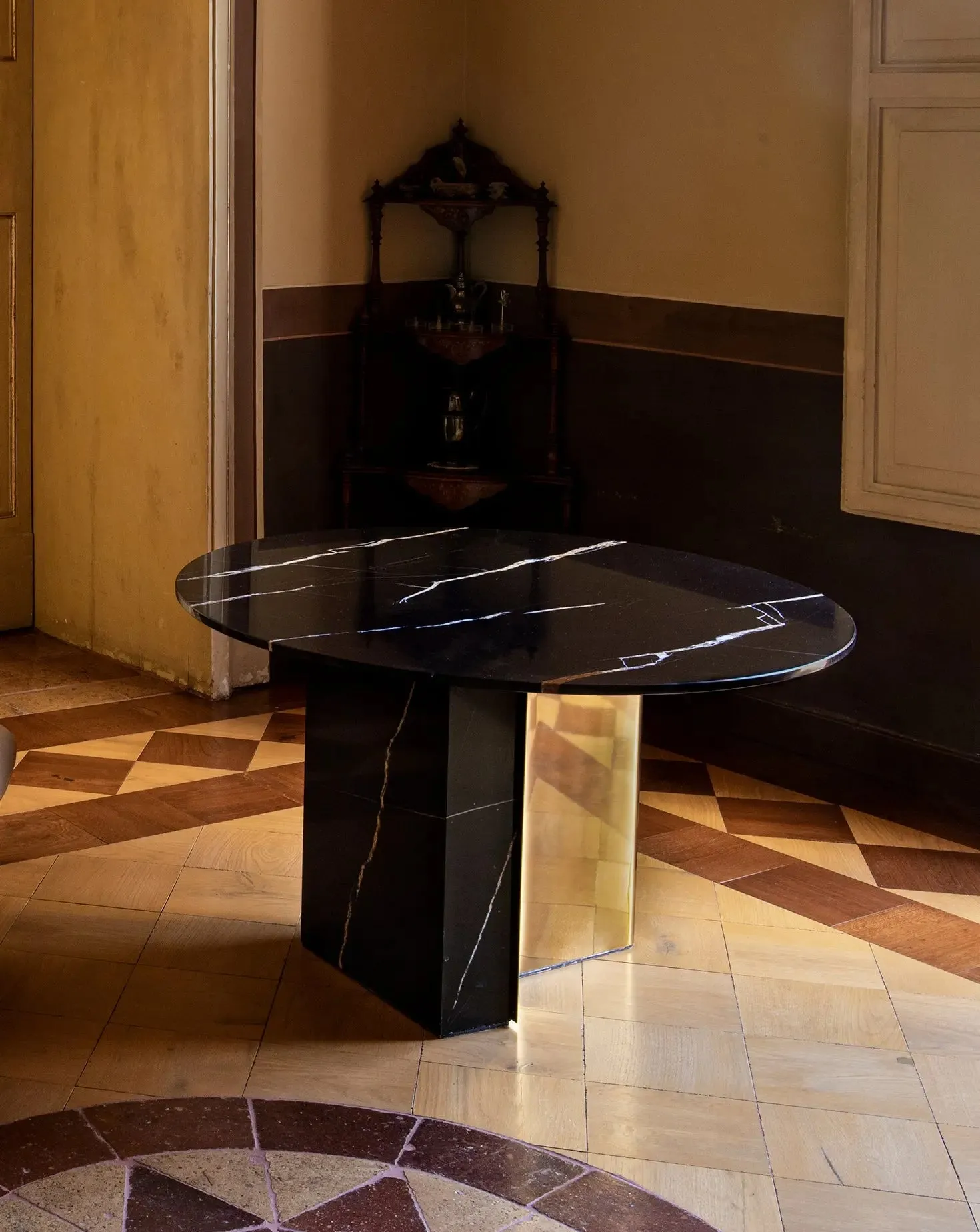 Barso Round Sahara Noir Marble Side Table