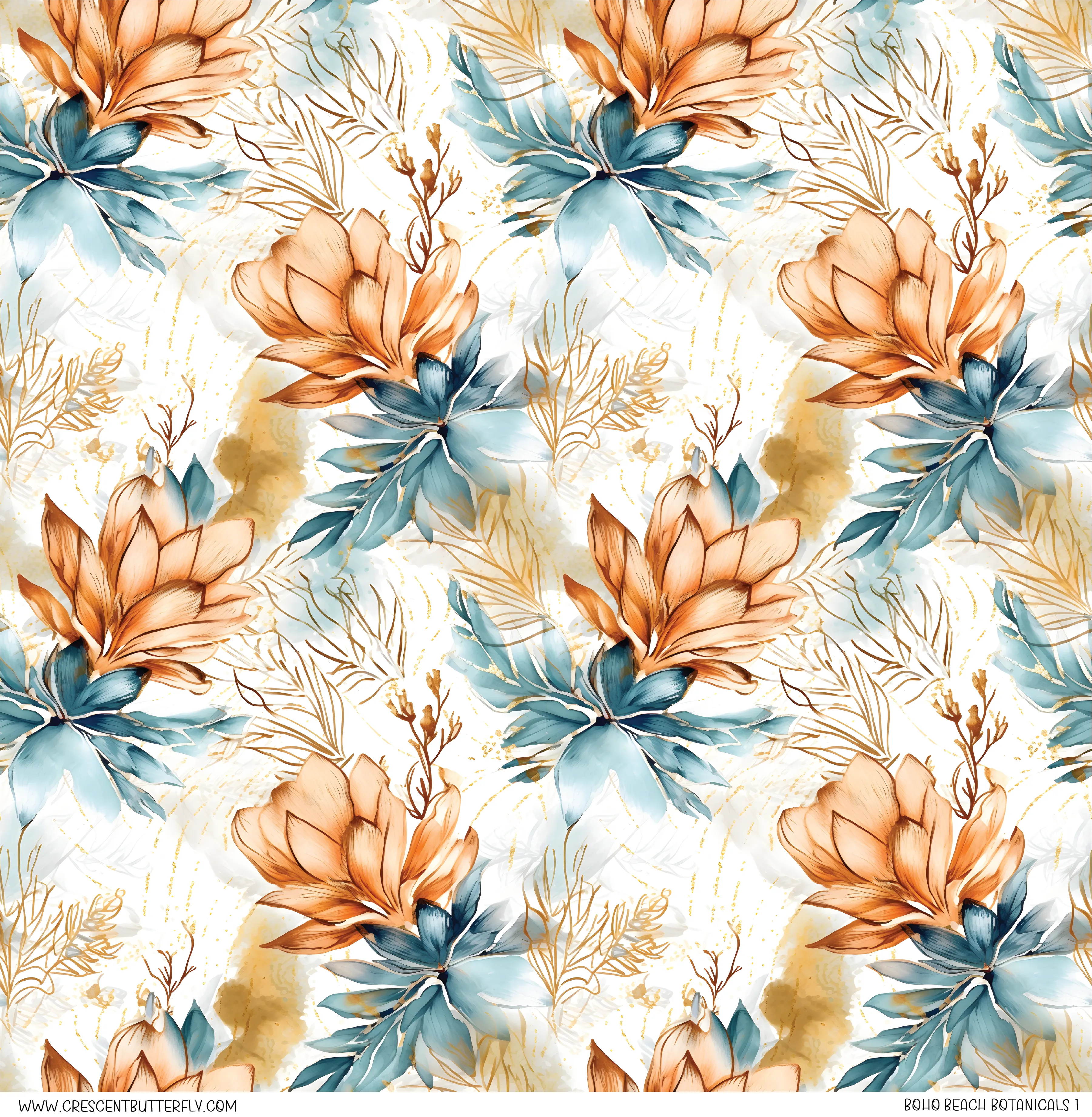 Boho Beach Botanicals 1 Pattern Vinyl Sheet/Wrap