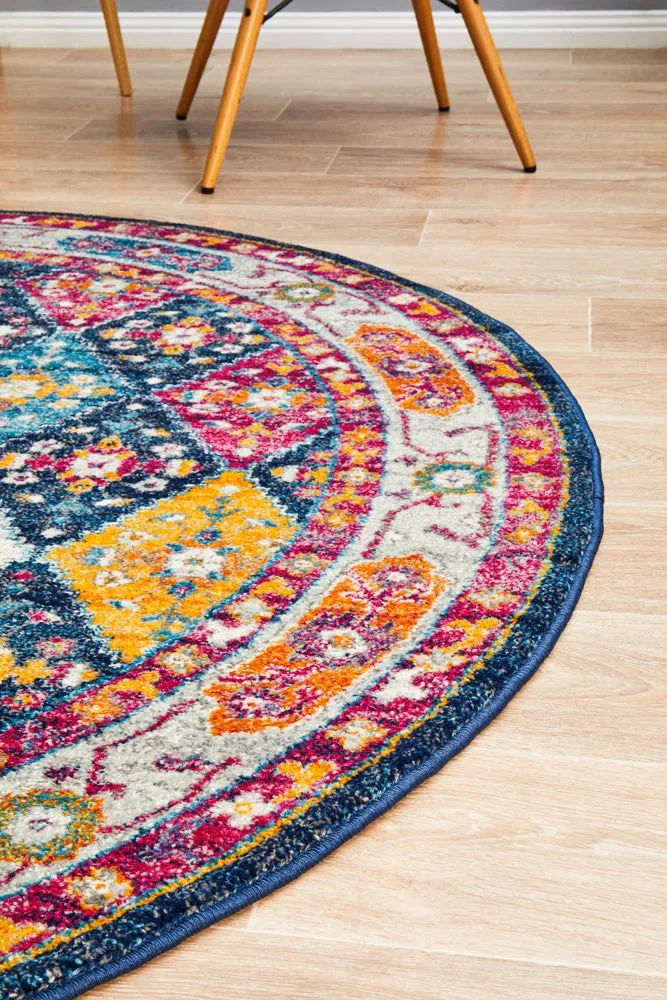 Century 933 Navy Round Rug