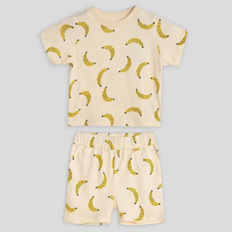 Cotton Banana Tshirt and Shorts | White