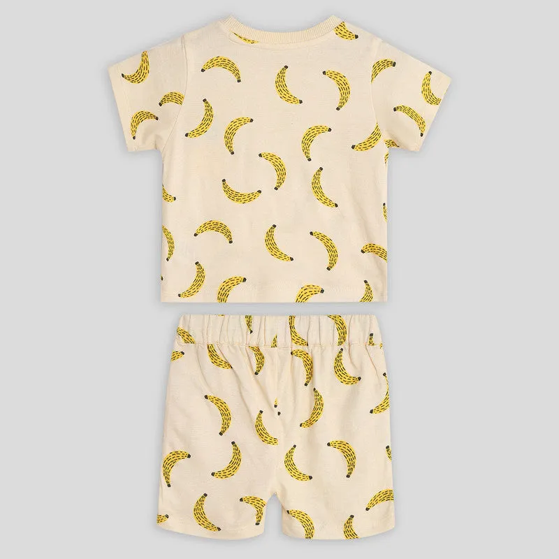 Cotton Banana Tshirt and Shorts | White