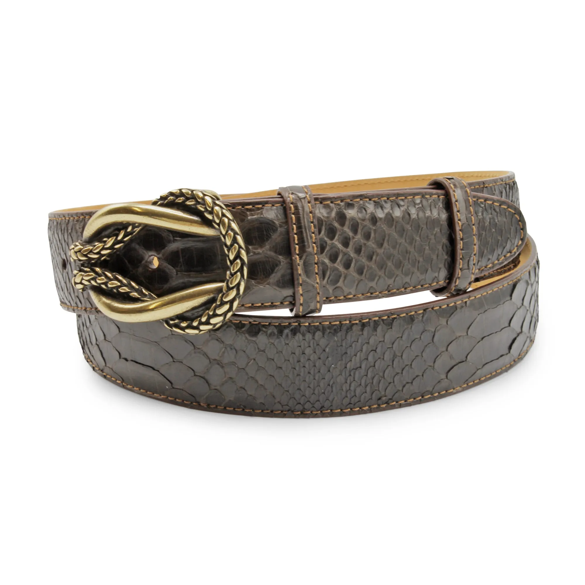 Dark Brown Genuine Python Reef Knot Belt