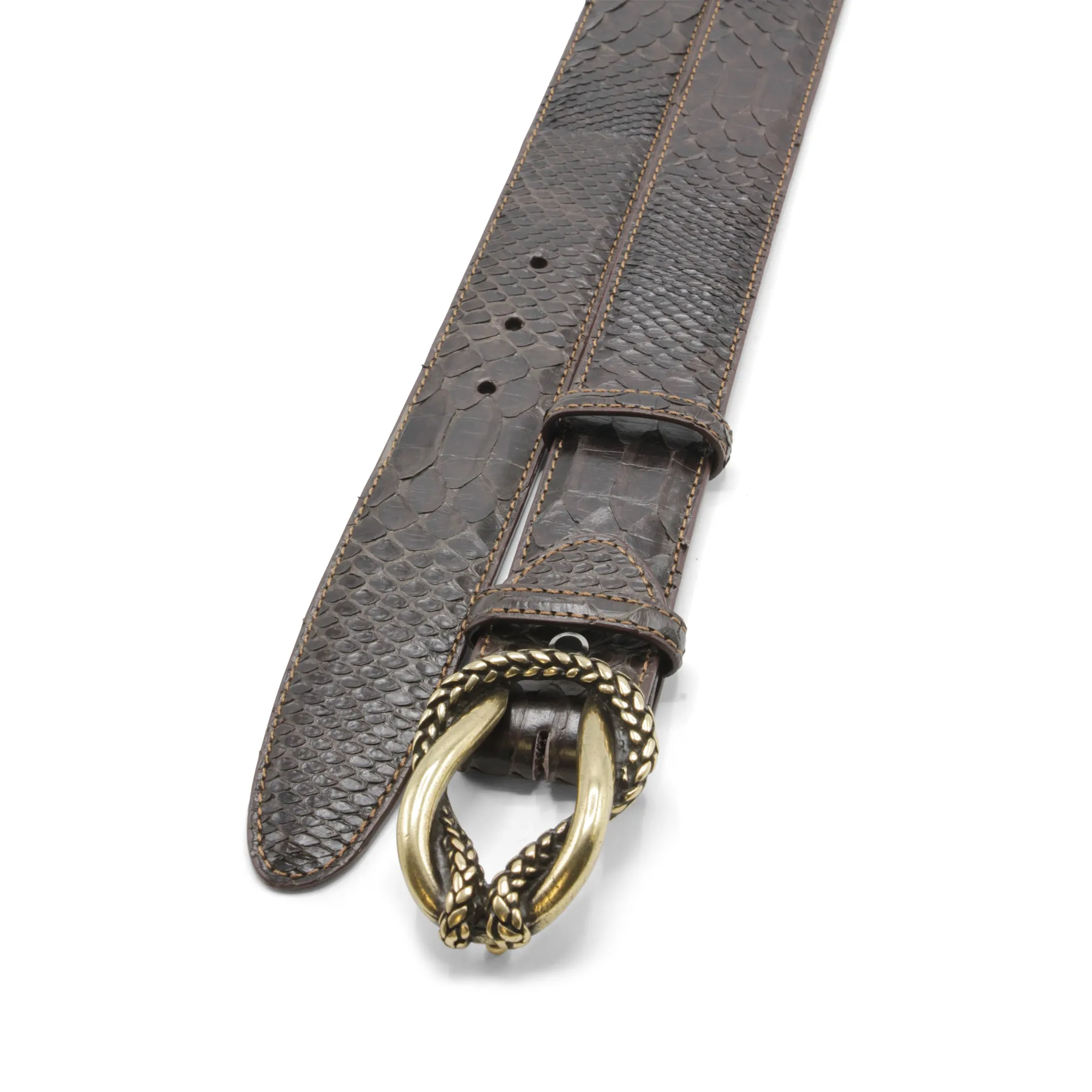 Dark Brown Genuine Python Reef Knot Belt