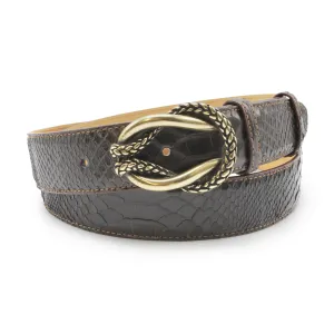 Dark Brown Genuine Python Reef Knot Belt