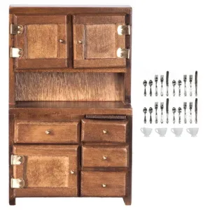 Hutch, Walnut Finish with Accessories