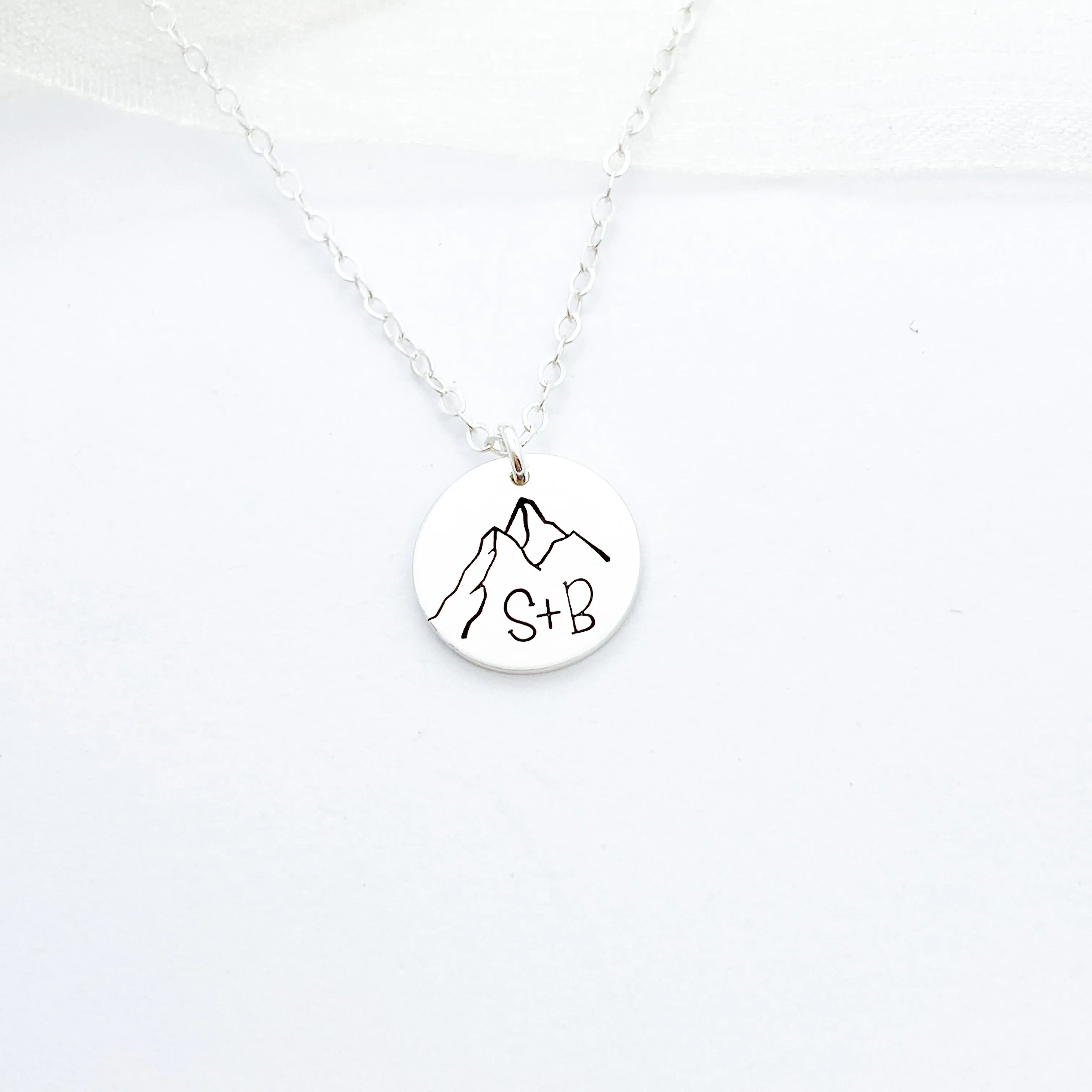 Personalized Mountain Dainty Disc Necklace