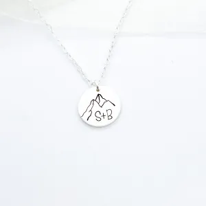 Personalized Mountain Dainty Disc Necklace