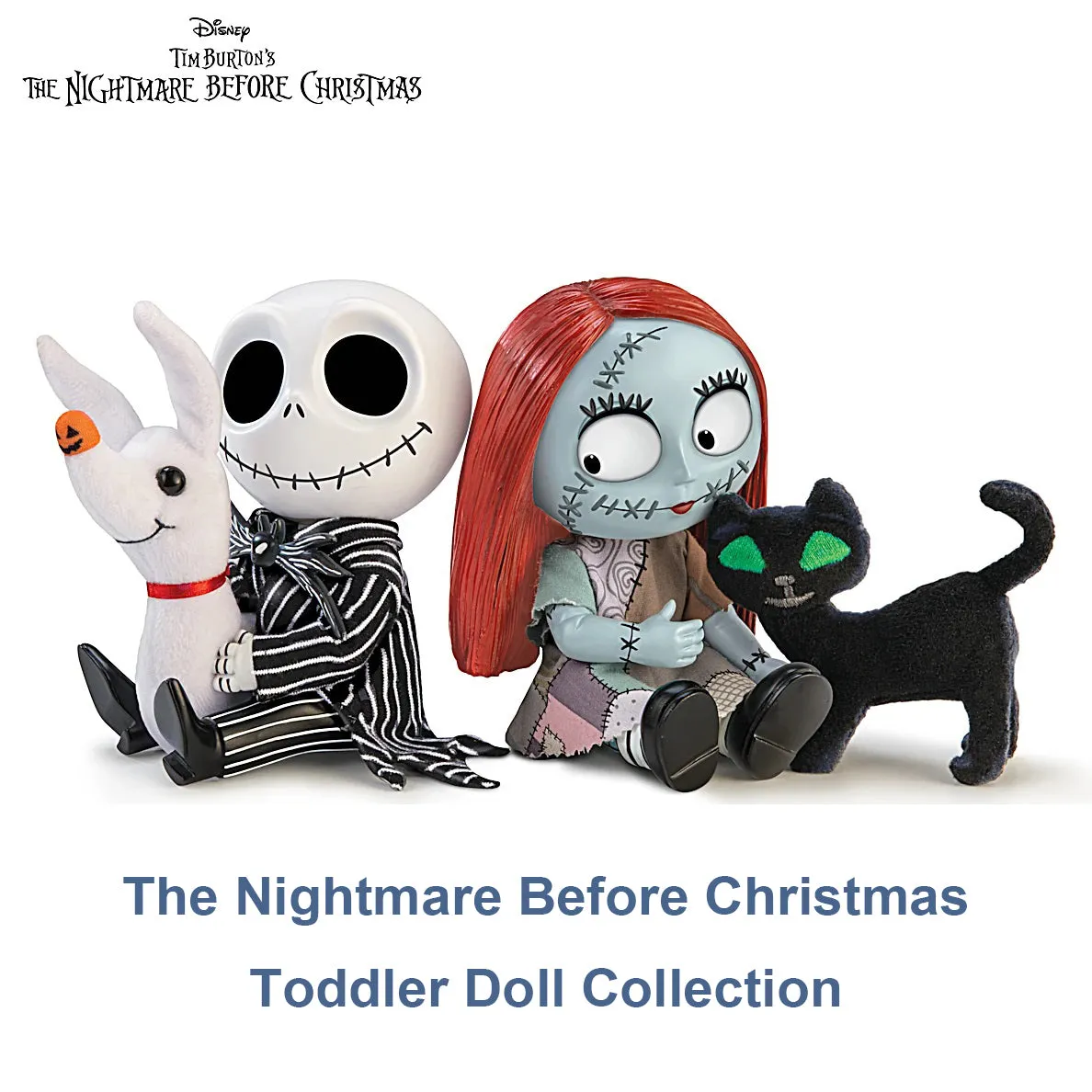 The Ashton-Drake Galleries Disney Tim Burton's The Nightmare Before Christmas Terrifying Tots Doll Collection Issue #2: "Sally" Tot Doll with Black Cat Handcrafted Resin Doll with Outfit 4-Inches