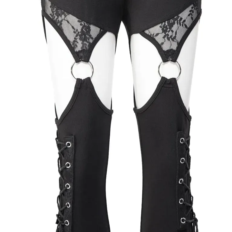 Women's Gothic Cutout Lace Splice Flared Pants