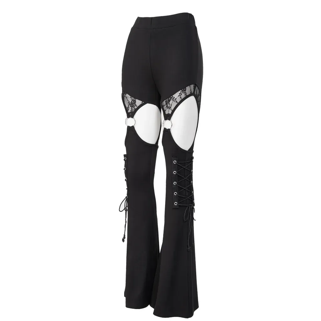 Women's Gothic Cutout Lace Splice Flared Pants