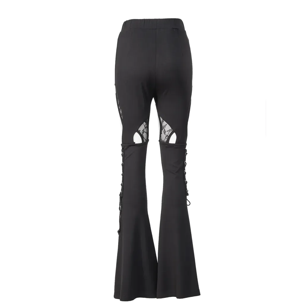 Women's Gothic Cutout Lace Splice Flared Pants