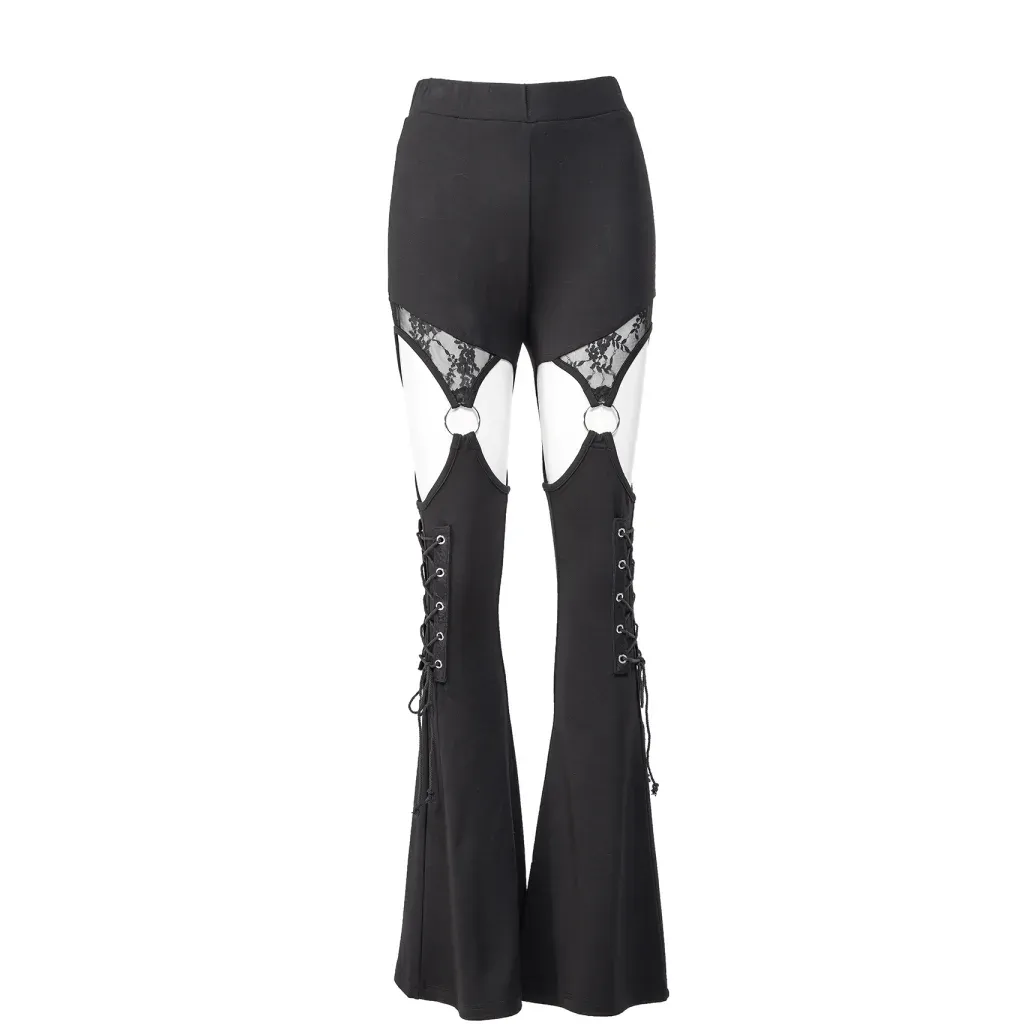 Women's Gothic Cutout Lace Splice Flared Pants